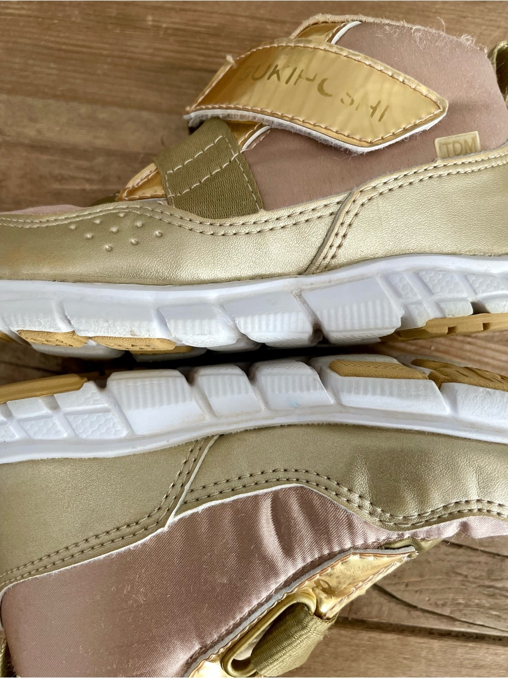 Tsukihoshi: Metallic Gold and Satin Bronze Toddlers Sneakers - Picture 16 of 16